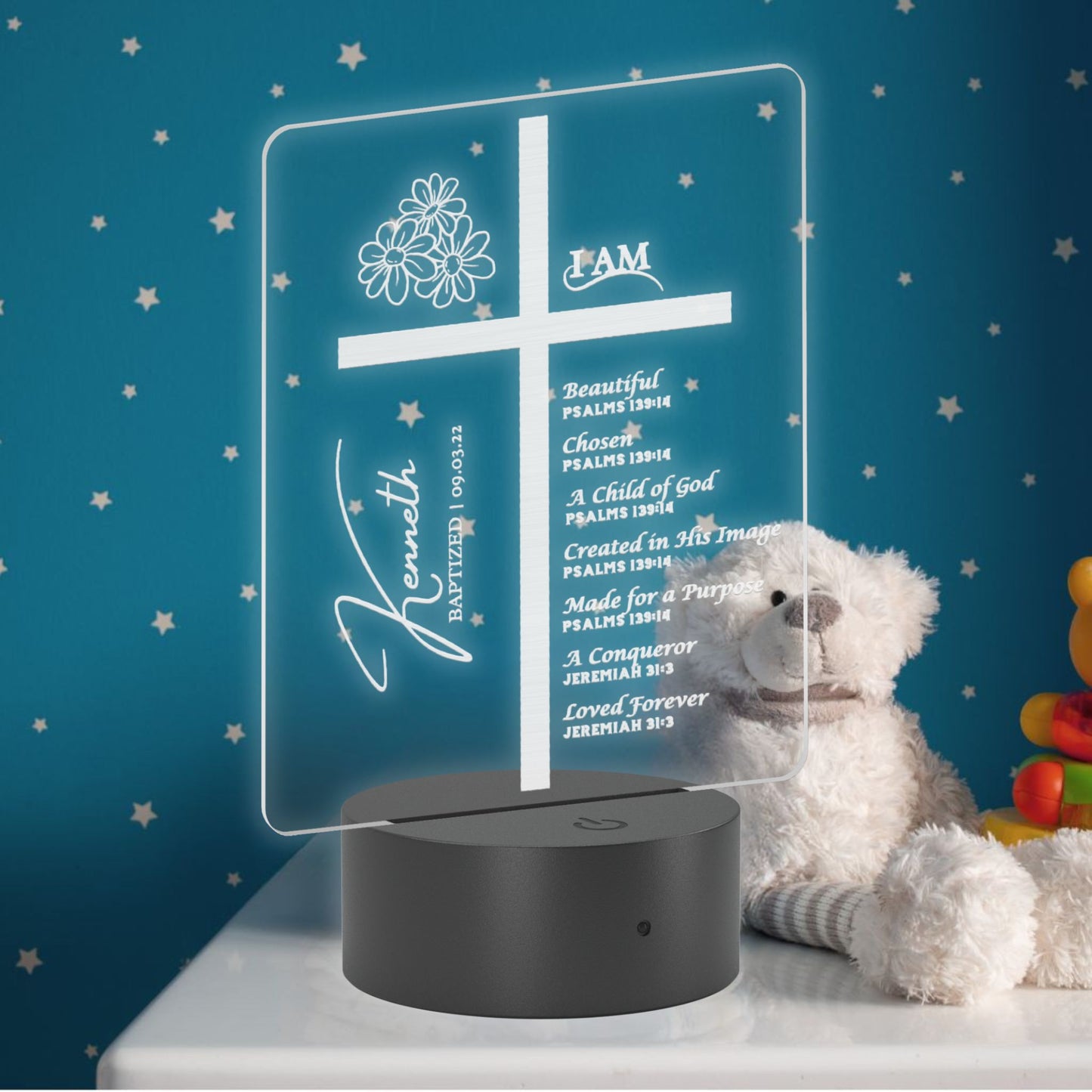 Faith and Blessings Etched Nightlight