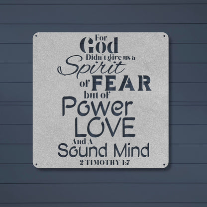 Fearless Strength 2 Timothy 1:7 Metal Wall Art